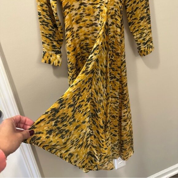 Whistles Ines Ikat Animal Print Long Sleeve Midi Dress Size 0 NWOT Autumncore - Picture 7 of 16
